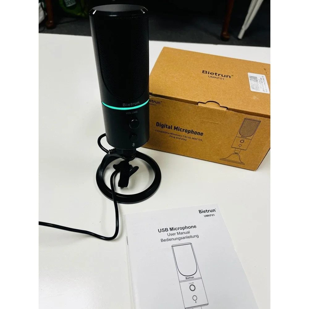 Bietrun Digital USB Microphone UMKF01 Black Gaming Podcast Recording Mic OPEN